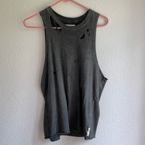 Urban outfitters sleeveless distressed rip gray tank top